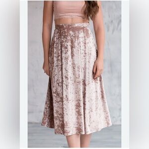 Terra & Sky Velvet Midi Skirt - Cream